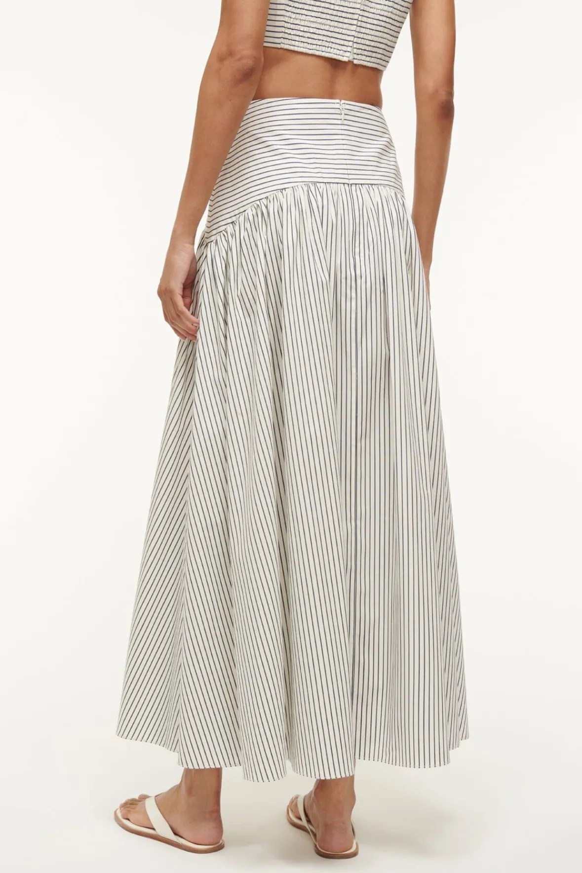 Poplin Shop|Skirts<STAUD PROCIDA SKIRT IVORY MICRO STRIPE IVORYMICROSTRIPE
