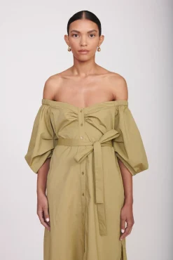 Poplin Shop<STAUD REESE DRESS   KHAKI