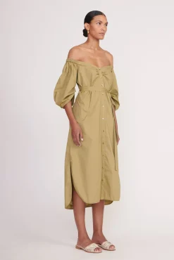 Poplin Shop<STAUD REESE DRESS   KHAKI