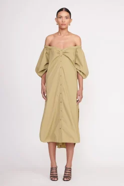 Poplin Shop<STAUD REESE DRESS   KHAKI