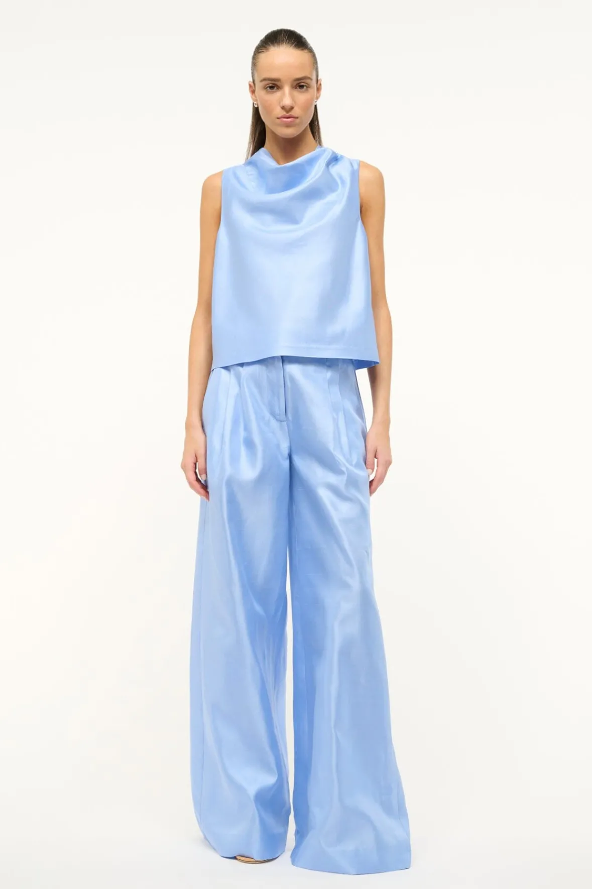 The Evening Edit|Tops<STAUD ROCHELLE TOP PERIWINKLE