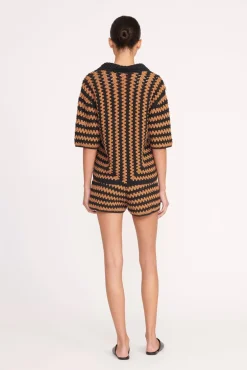 Cover-Ups|Pants & Shorts<STAUD SAMARA SHORT BLACK TAN SEASHORE STRIPE BLACKTANSEASHORESTRIPE