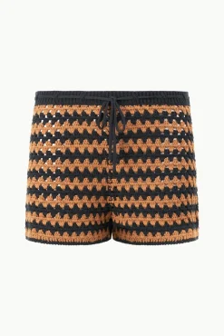 Cover-Ups|Pants & Shorts<STAUD SAMARA SHORT BLACK TAN SEASHORE STRIPE BLACKTANSEASHORESTRIPE
