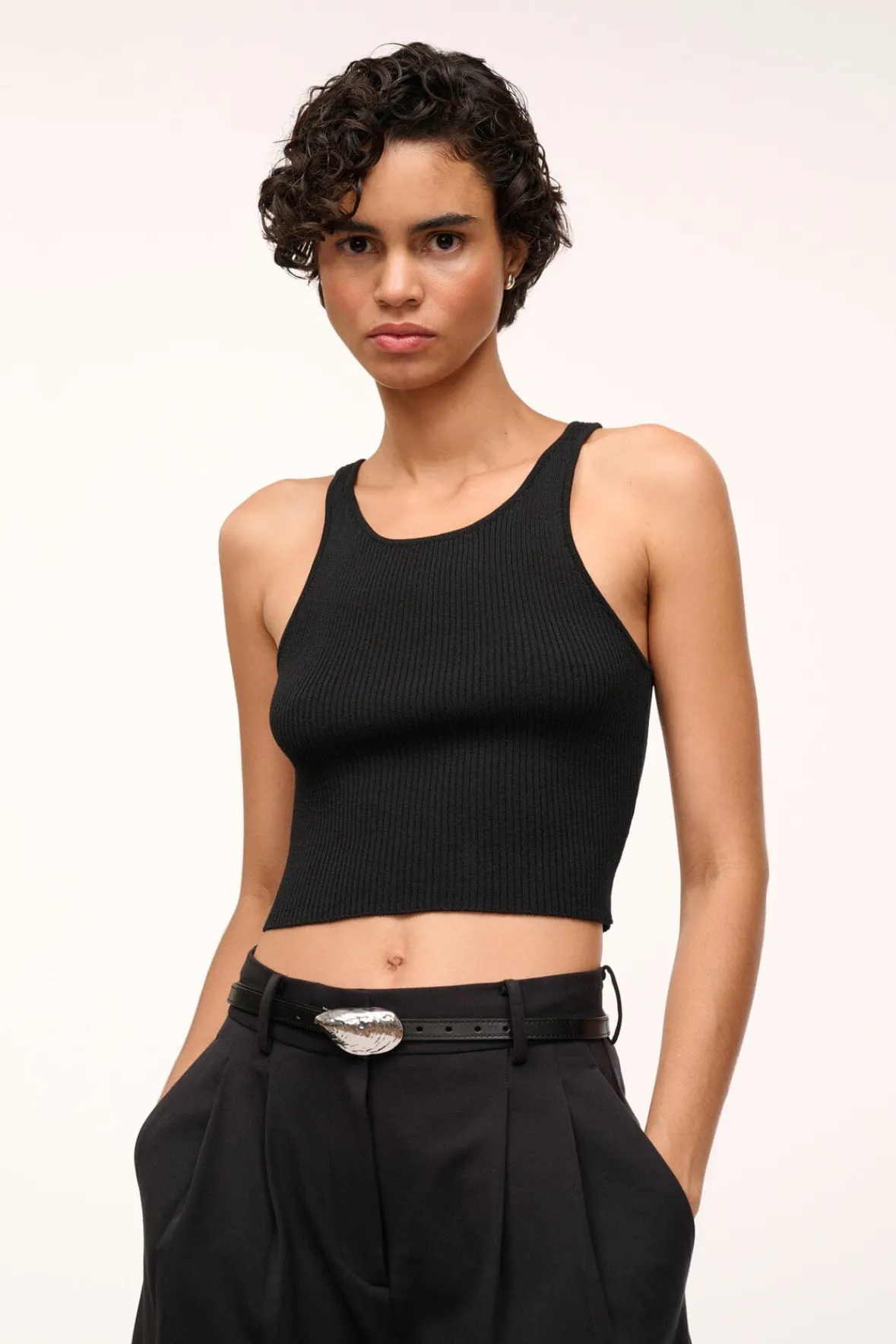 Belts<STAUD SHELL BUCKLE BELT BLACK