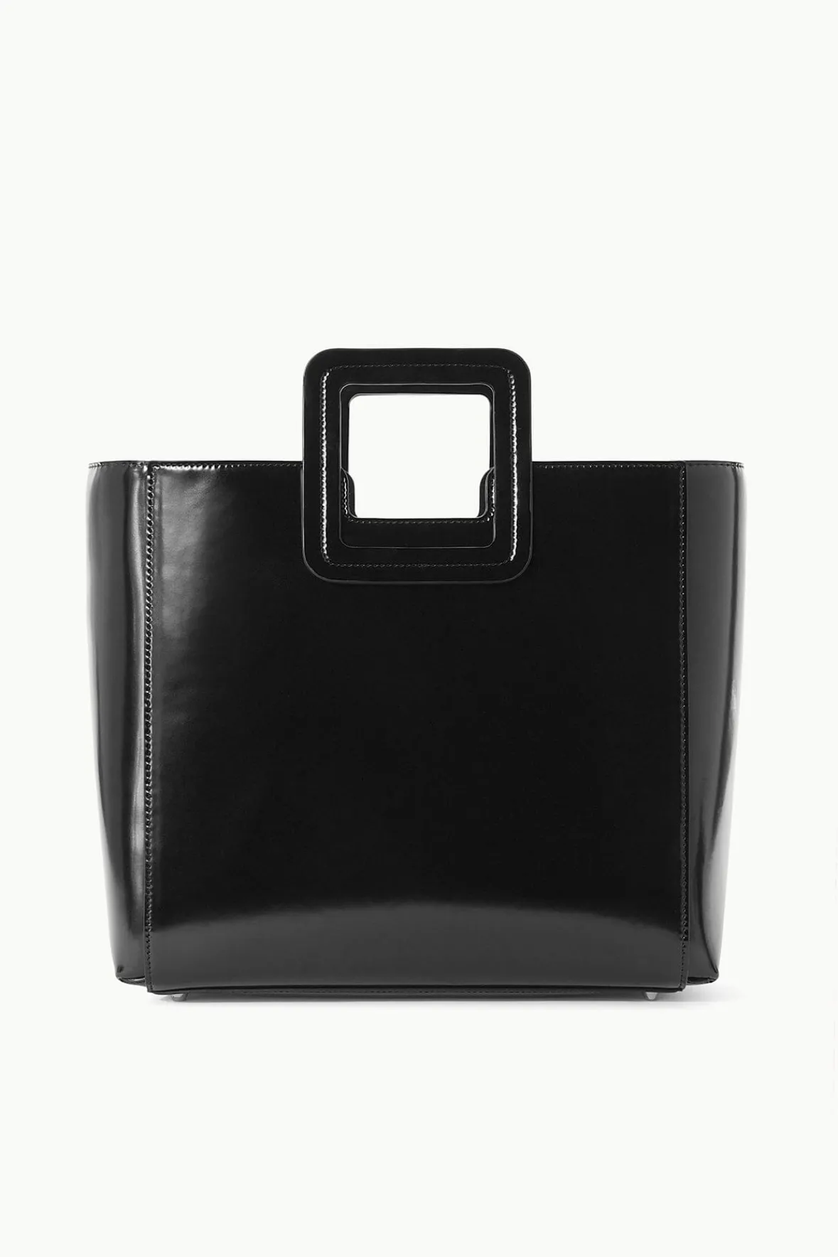 Totes<STAUD SHIRLEY LEATHER BAG POLISHED BLACK