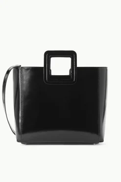 Totes<STAUD SHIRLEY LEATHER BAG   POLISHED BLACK