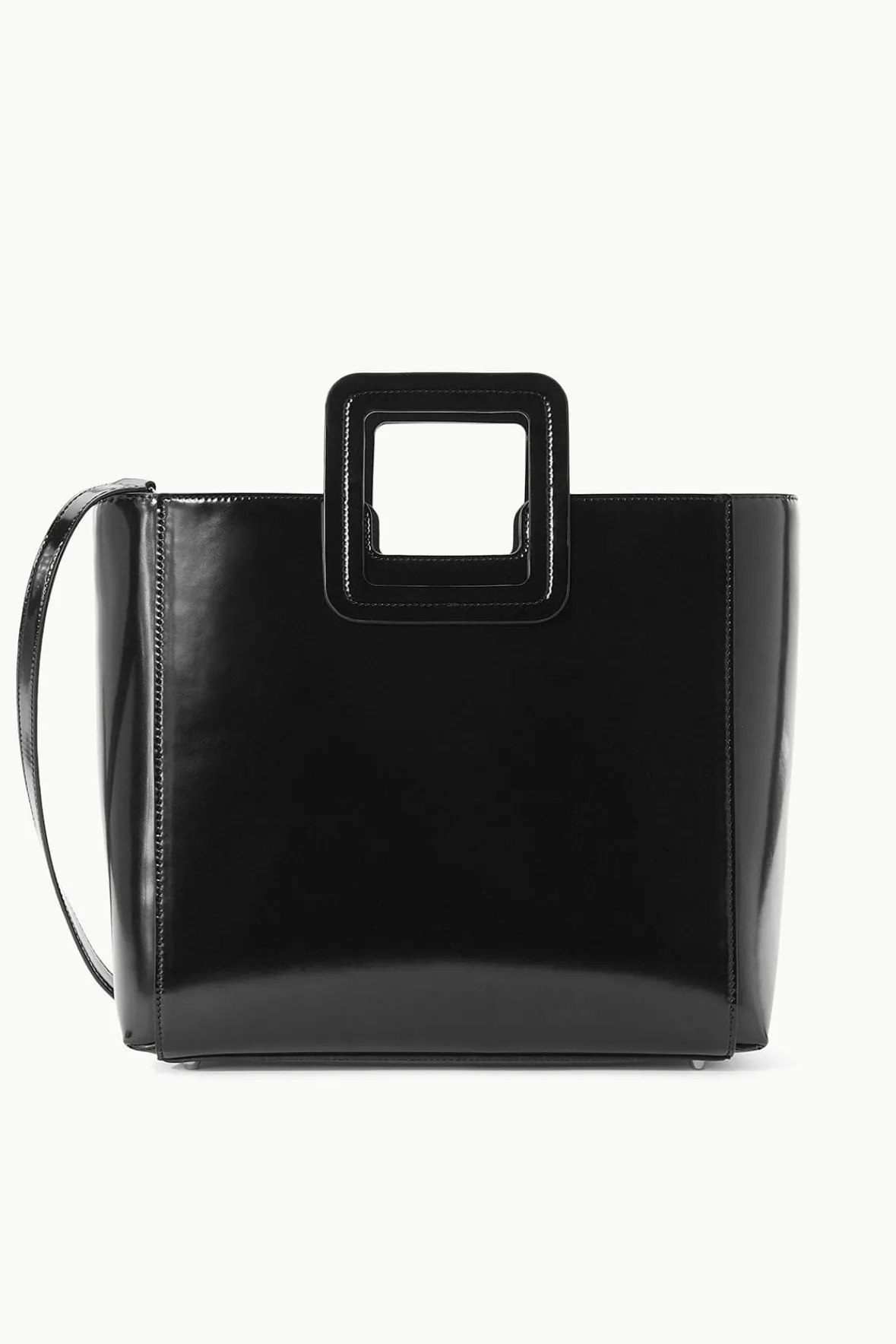 Totes<STAUD SHIRLEY LEATHER BAG POLISHED BLACK