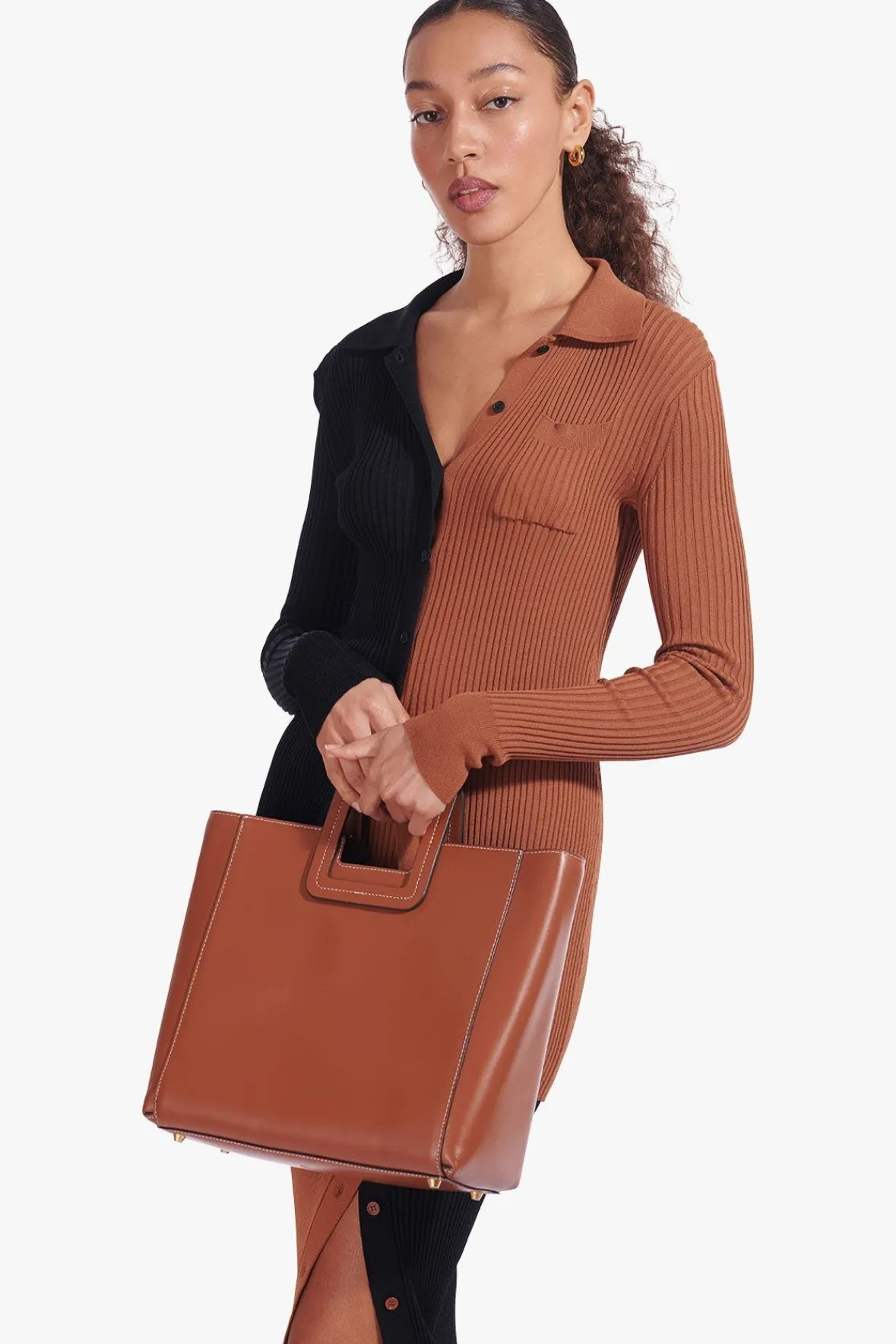 Crossbody|Totes<STAUD SHIRLEY LEATHER BAG SADDLE TAN