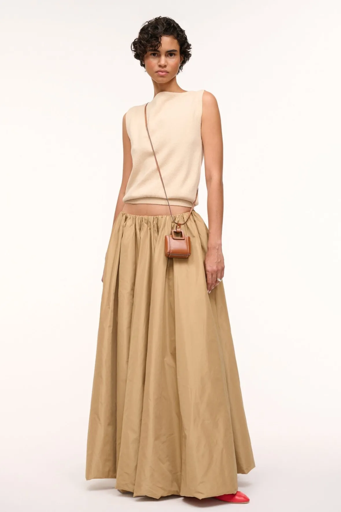 Small Leather Goods|Necklaces<STAUD SHIRLEY MICRO NECKLACE TAN