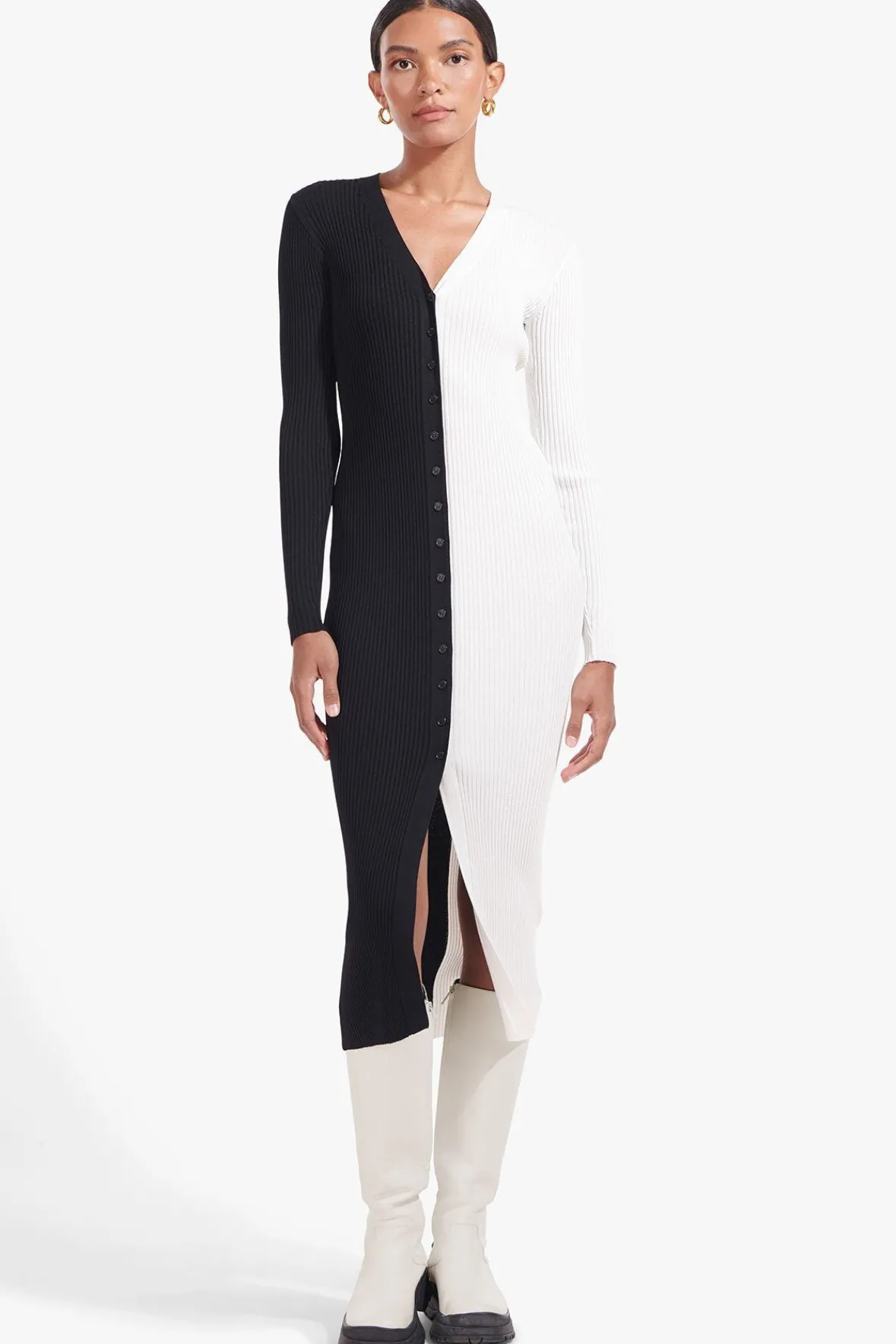 Best Sellers|Dresses<STAUD SHOKO SWEATER BLACK WHITE BLACKWHITE