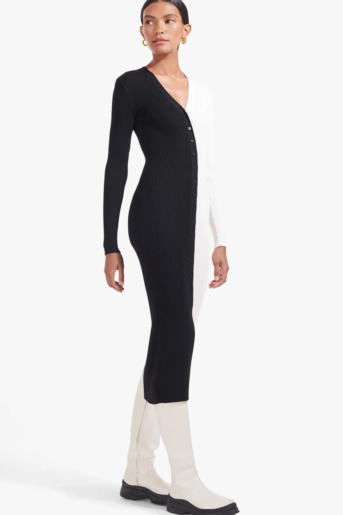 Best Sellers|Dresses<STAUD SHOKO SWEATER BLACK WHITE BLACKWHITE
