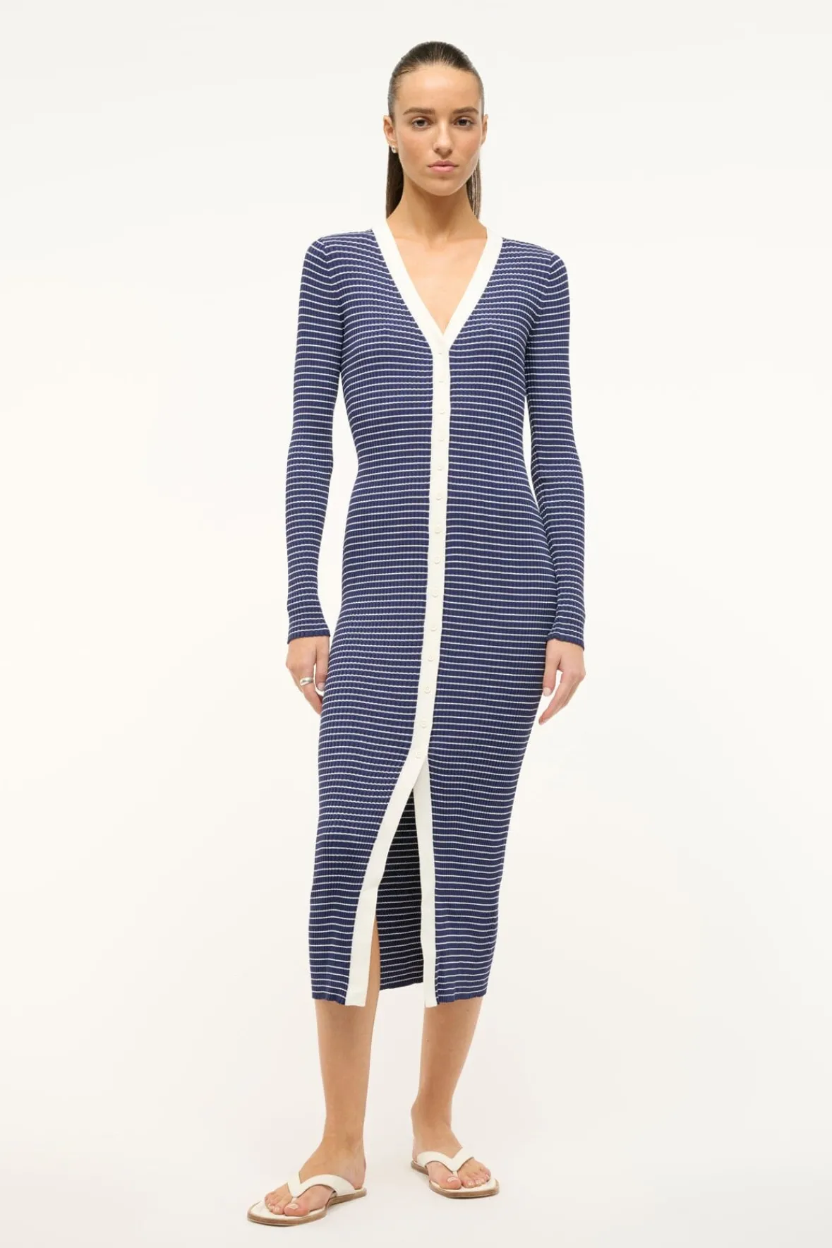 Knits|Dresses<STAUD SHOKO SWEATER NAVY MICRO STRIPE NAVYMICROSTRIPE