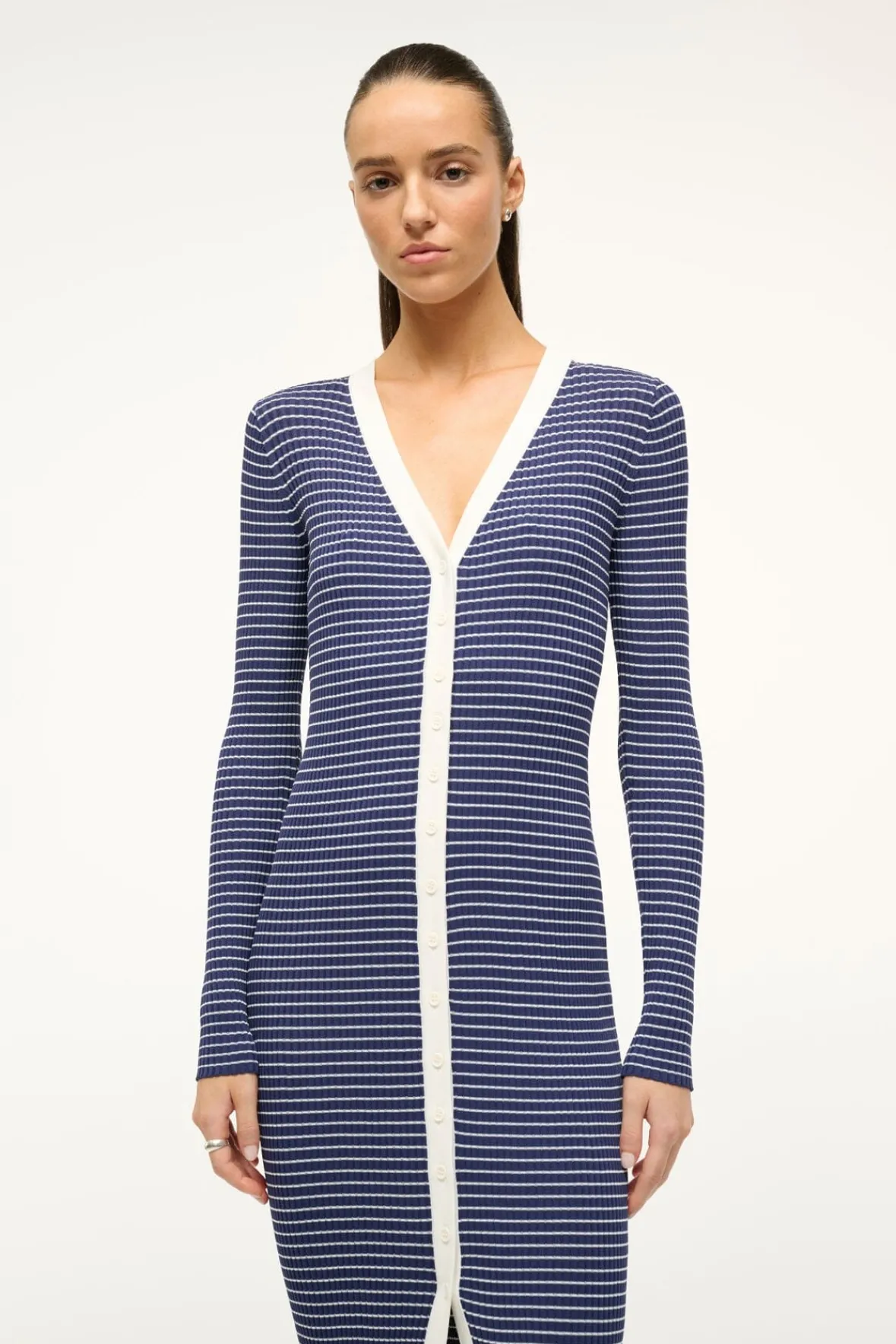 Knits|Dresses<STAUD SHOKO SWEATER NAVY MICRO STRIPE NAVYMICROSTRIPE