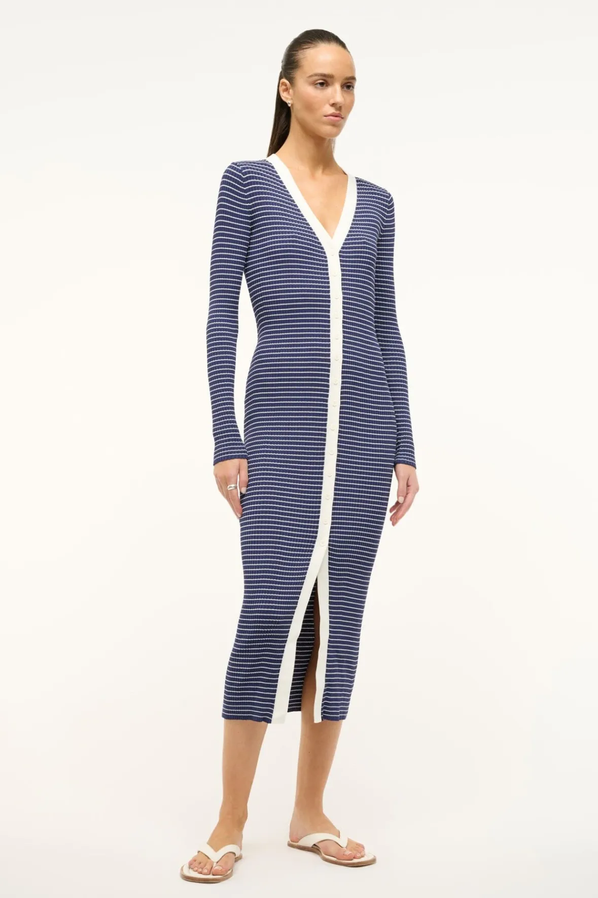 Knits|Dresses<STAUD SHOKO SWEATER NAVY MICRO STRIPE NAVYMICROSTRIPE