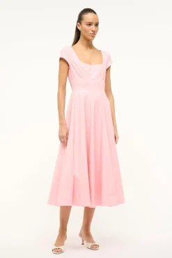 The Wells Dress|Dresses<STAUD SHORT SLEEVE WELLS DRESS  PEARL PINK PEARLPINK