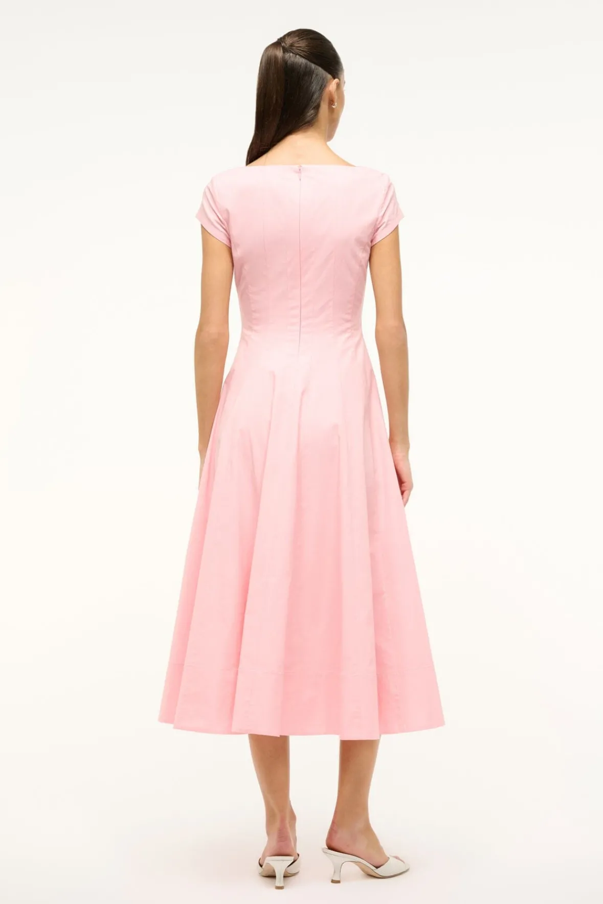 The Wells Dress|Dresses<STAUD SHORT SLEEVE WELLS DRESS PEARL PINK PEARLPINK