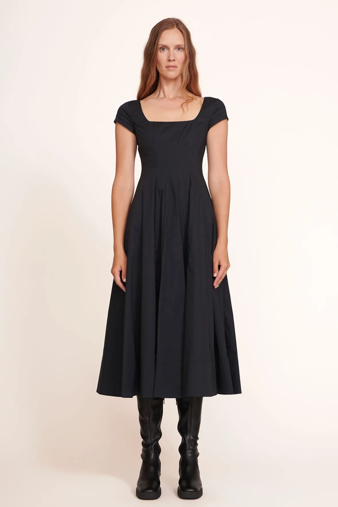 Best Sellers|The Wells Dress<STAUD SHORT SLEEVE WELLS DRESS BLACK