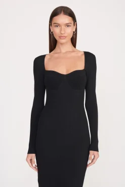 Dresses<STAUD SILHOUETTE DRESS   BLACK