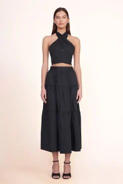 Poplin Shop|Tops<STAUD SMOCKED KAI TOP BLACK