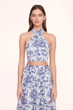 Poplin Shop|Tops<STAUD SMOCKED KAI TOP BLUE TOILE BLUETOILE