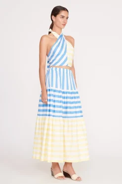 Poplin Shop|Tops<STAUD SMOCKED KAI TOP  BUTTERCUP SEASHORE STRIPE BUTTERCUPSEASHORESTRIPE