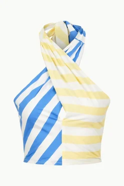 Poplin Shop|Tops<STAUD SMOCKED KAI TOP  BUTTERCUP SEASHORE STRIPE BUTTERCUPSEASHORESTRIPE