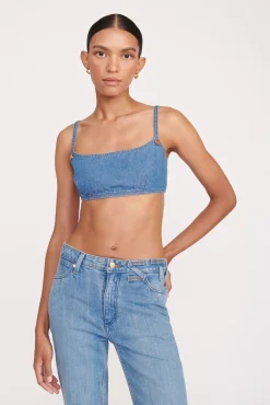 Denim|STAUD + Wrangler<STAUD + WRANGLER THE JEAN BIKINI TOP  MID BLUE MIDBLUE