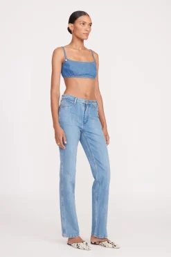 Denim|STAUD + Wrangler<STAUD + WRANGLER THE JEAN BIKINI TOP MID BLUE MIDBLUE