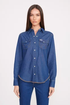 Denim|STAUD + Wrangler<STAUD + WRANGLER THE WESTERN SHIRT DARK RINSE DARKRINSE