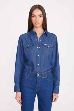 Denim|STAUD + Wrangler<STAUD + WRANGLER THE WESTERN SHIRT  DARK RINSE DARKRINSE