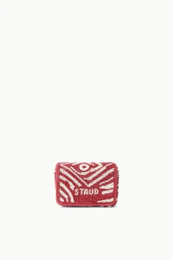 Beaded|Tommy<STAUD TINY TOMMY BEADED CROSSBODY  SCARLET WHITE SCARLETWHITE