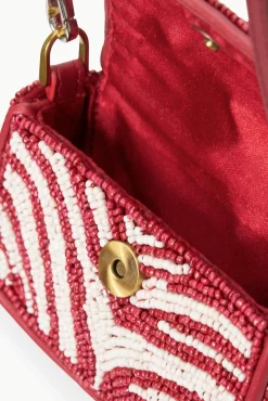Beaded|Tommy<STAUD TINY TOMMY BEADED CROSSBODY  SCARLET WHITE SCARLETWHITE