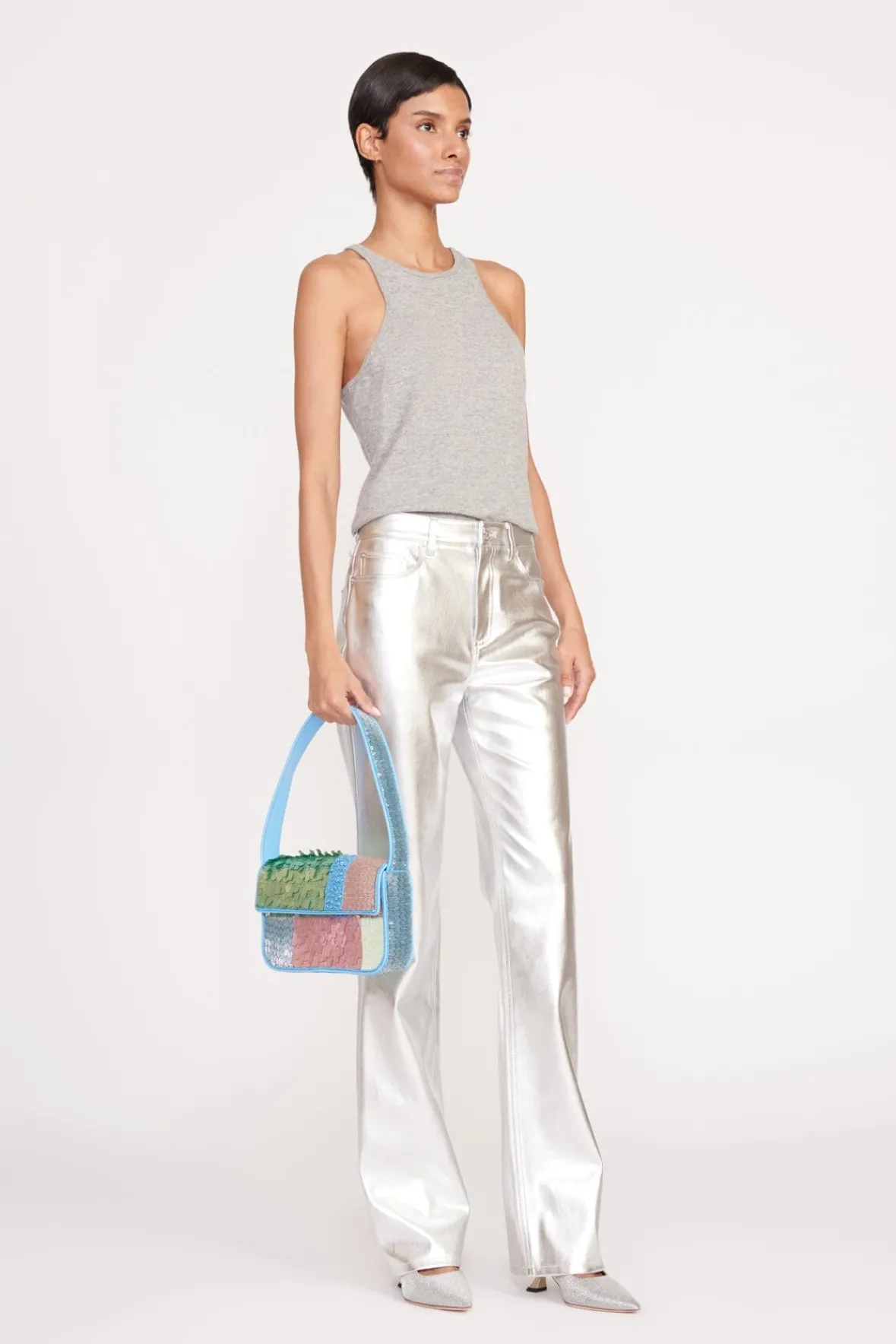 Beaded|Tommy<STAUD TOMMY BEADED BAG PATCHWORK SHERBET PATCHWORKSHERBET