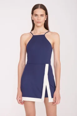 STAUD Court|Dresses<STAUD TOP SPIN DRESS NAVY IVORY NAVYIVORY