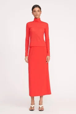 Skirts<STAUD TREY SKIRT RED ROSE REDROSE