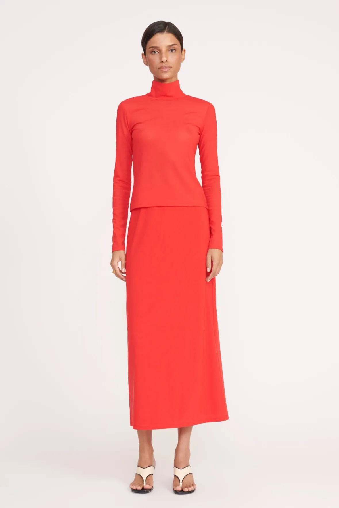Skirts<STAUD TREY SKIRT RED ROSE REDROSE