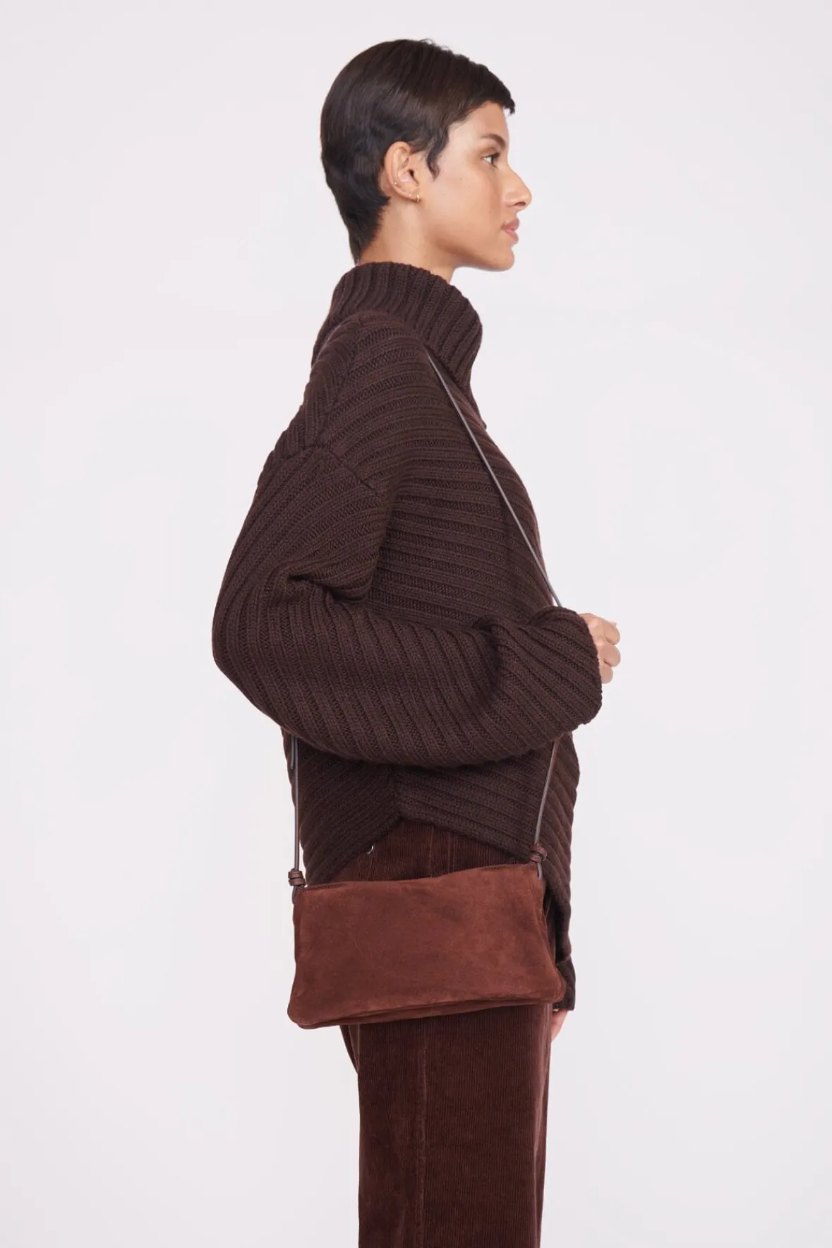 Crossbody<STAUD VIVI CROSSBODY BAG MAHOGANY SUEDE MAHOGANYSUEDE
