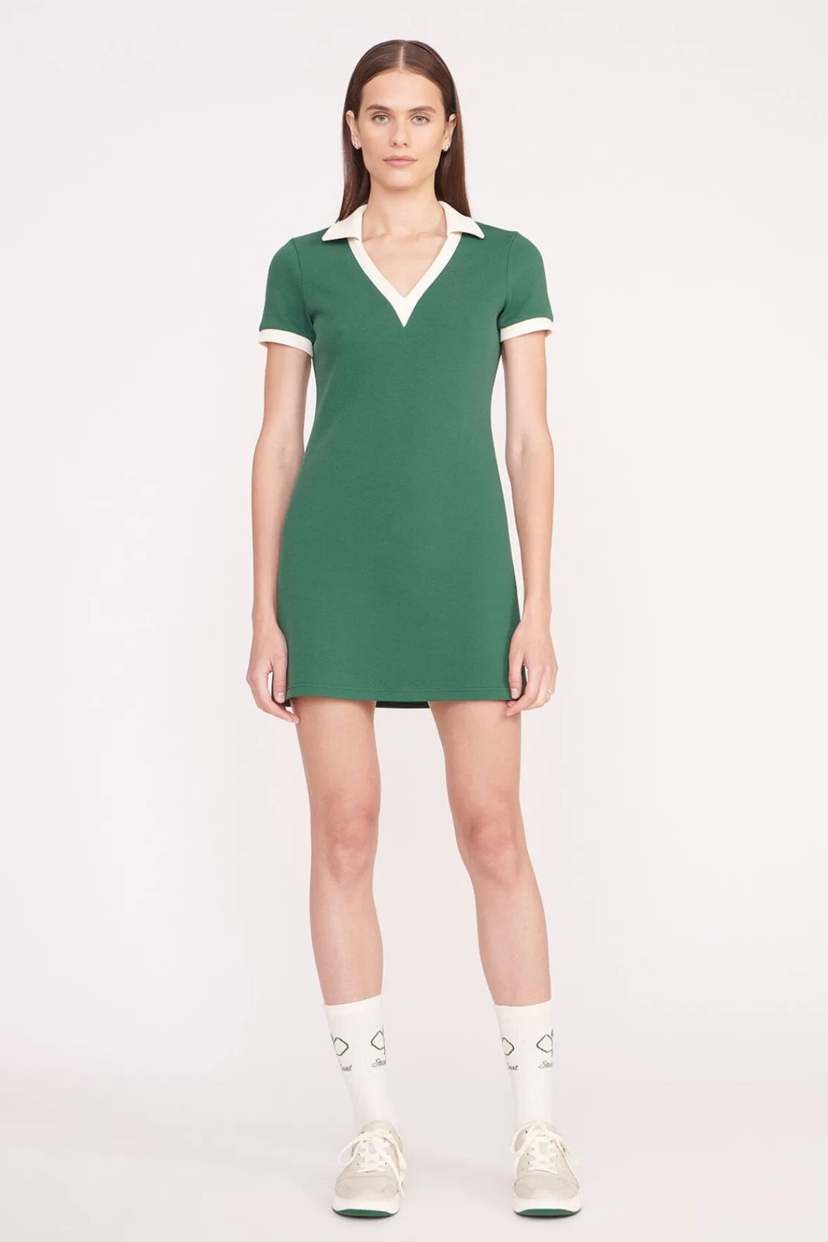 STAUD Court|Dresses<STAUD VOLLEY DRESS COURT GREEN IVORY COURTGREENIVORY