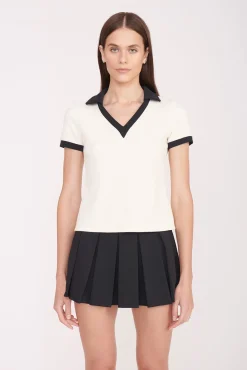 STAUD Court<STAUD VOLLEY TOP  IVORY BLACK IVORYBLACK