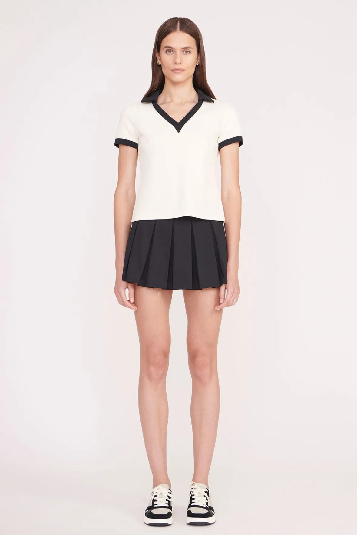 STAUD Court<STAUD VOLLEY TOP IVORY BLACK IVORYBLACK