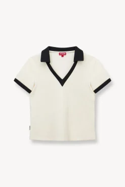 STAUD Court<STAUD VOLLEY TOP IVORY BLACK IVORYBLACK
