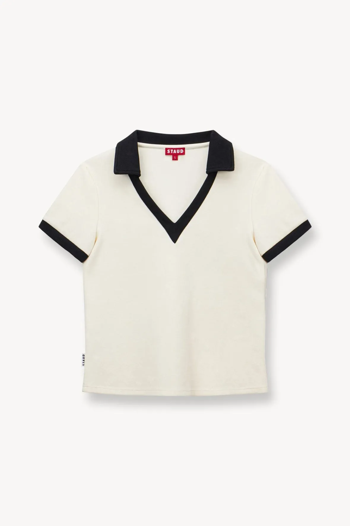 STAUD Court<STAUD VOLLEY TOP IVORY BLACK IVORYBLACK