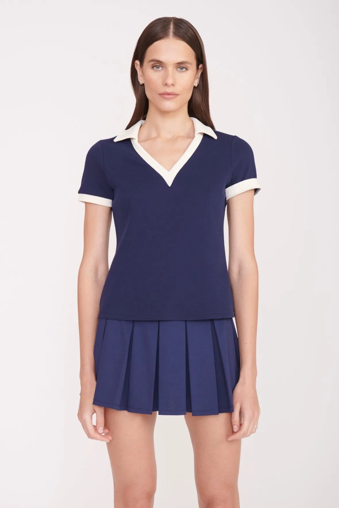 STAUD Court<STAUD VOLLEY TOP NAVY IVORY NAVYIVORY