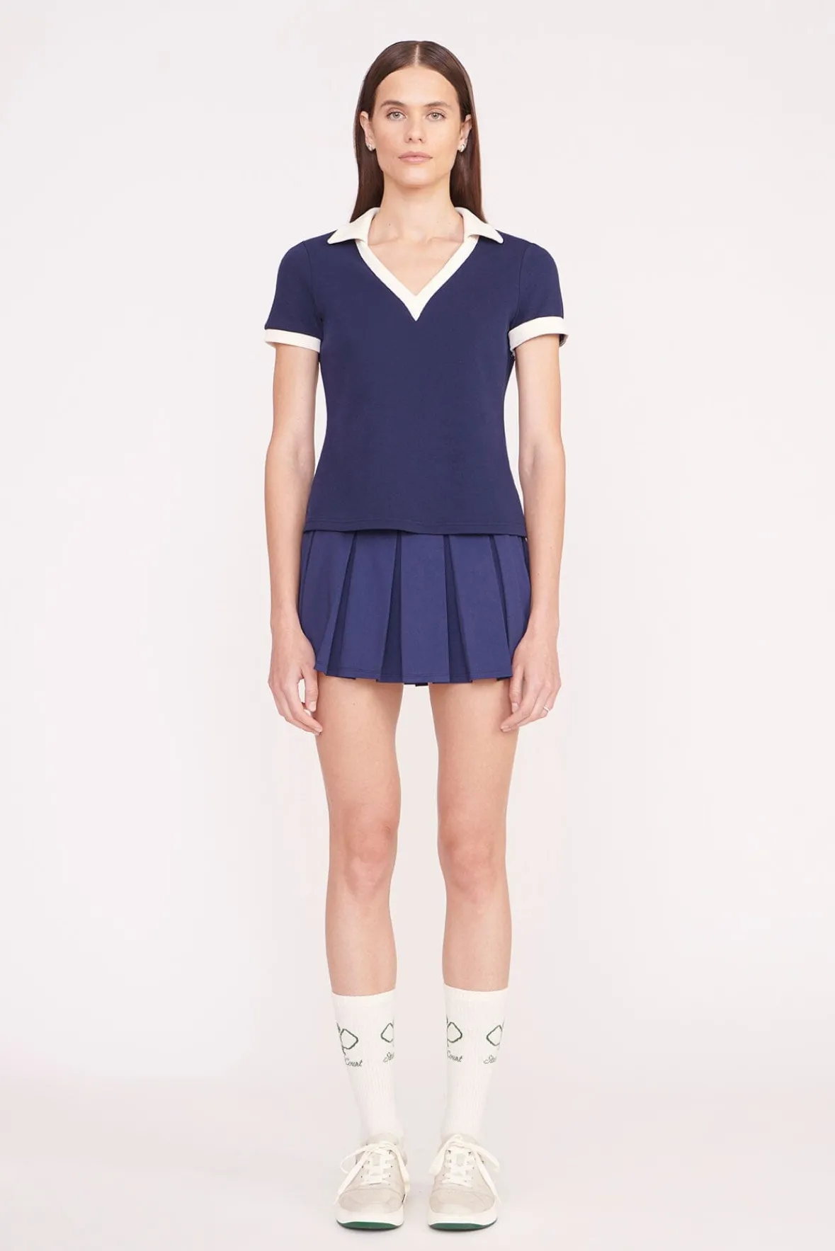 STAUD Court<STAUD VOLLEY TOP NAVY IVORY NAVYIVORY