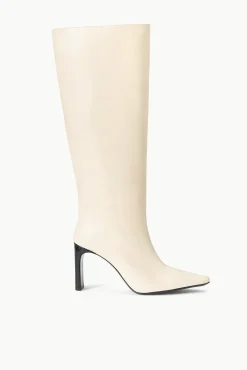 Boots|The Boot Shop<STAUD WALLY HIGH HEEL BOOT  CREAM BLACK CREAMBLACK