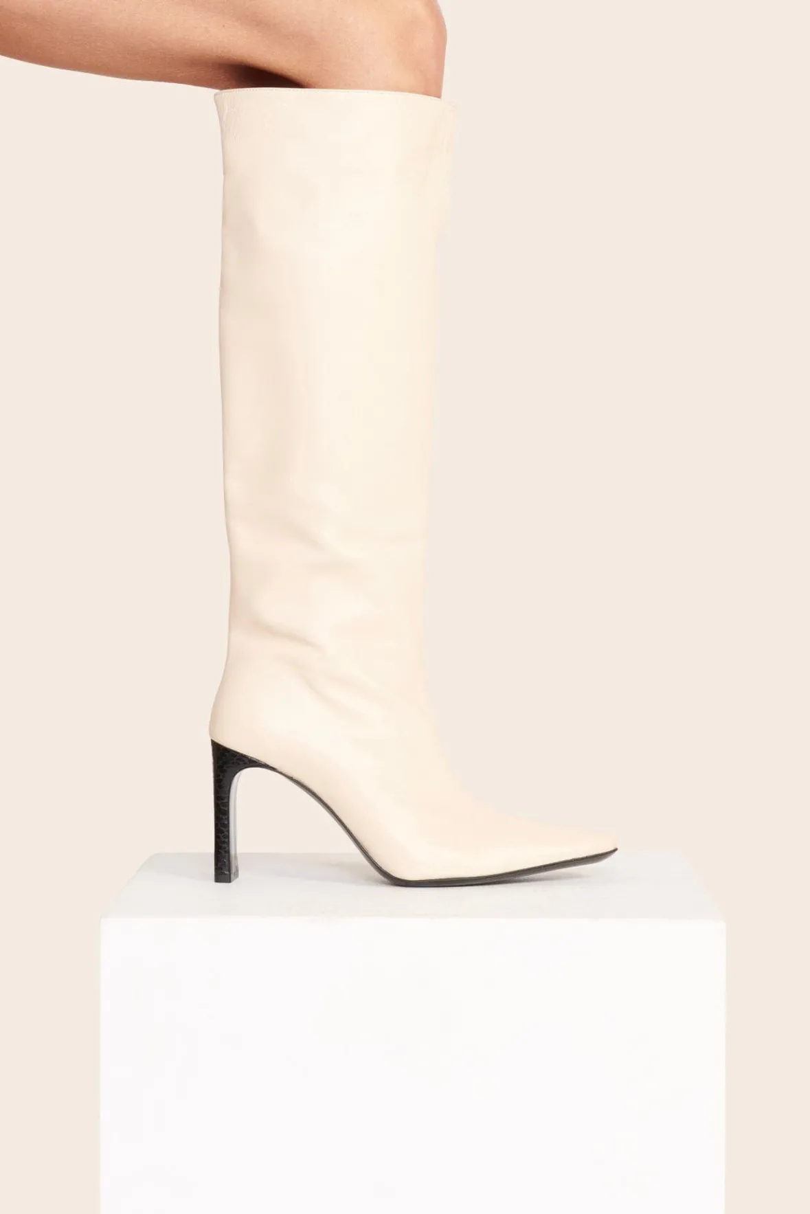 Boots|The Boot Shop<STAUD WALLY HIGH HEEL BOOT CREAM BLACK CREAMBLACK