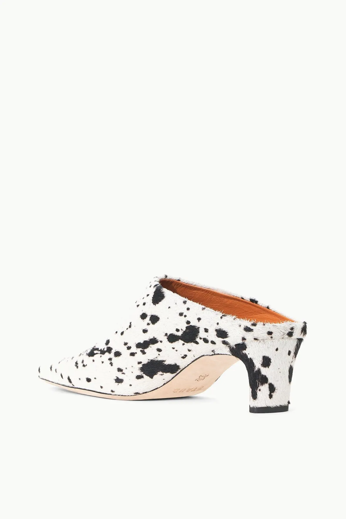 Mules & Flats|STAUD + Wrangler<STAUD WALLY MULE BLACK & WHITE HAIRCALF BLACK&WHITEHAIRCALF