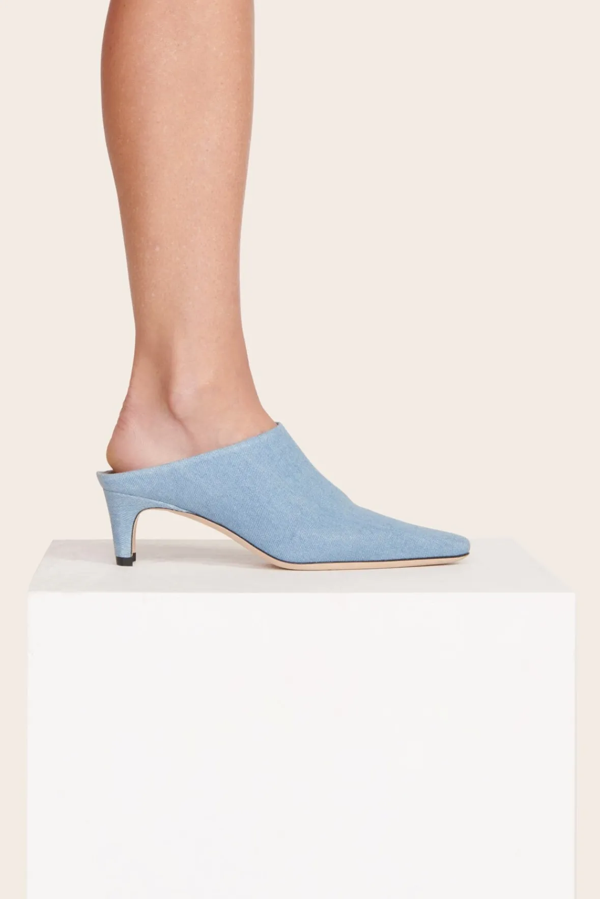 STAUD + Wrangler<STAUD WALLY MULE DENIM BLUE DENIMBLUE