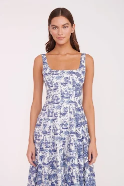 Best Sellers|Poplin Shop<STAUD WELLS DRESS BLUE TOILE CHINABLUETOILE