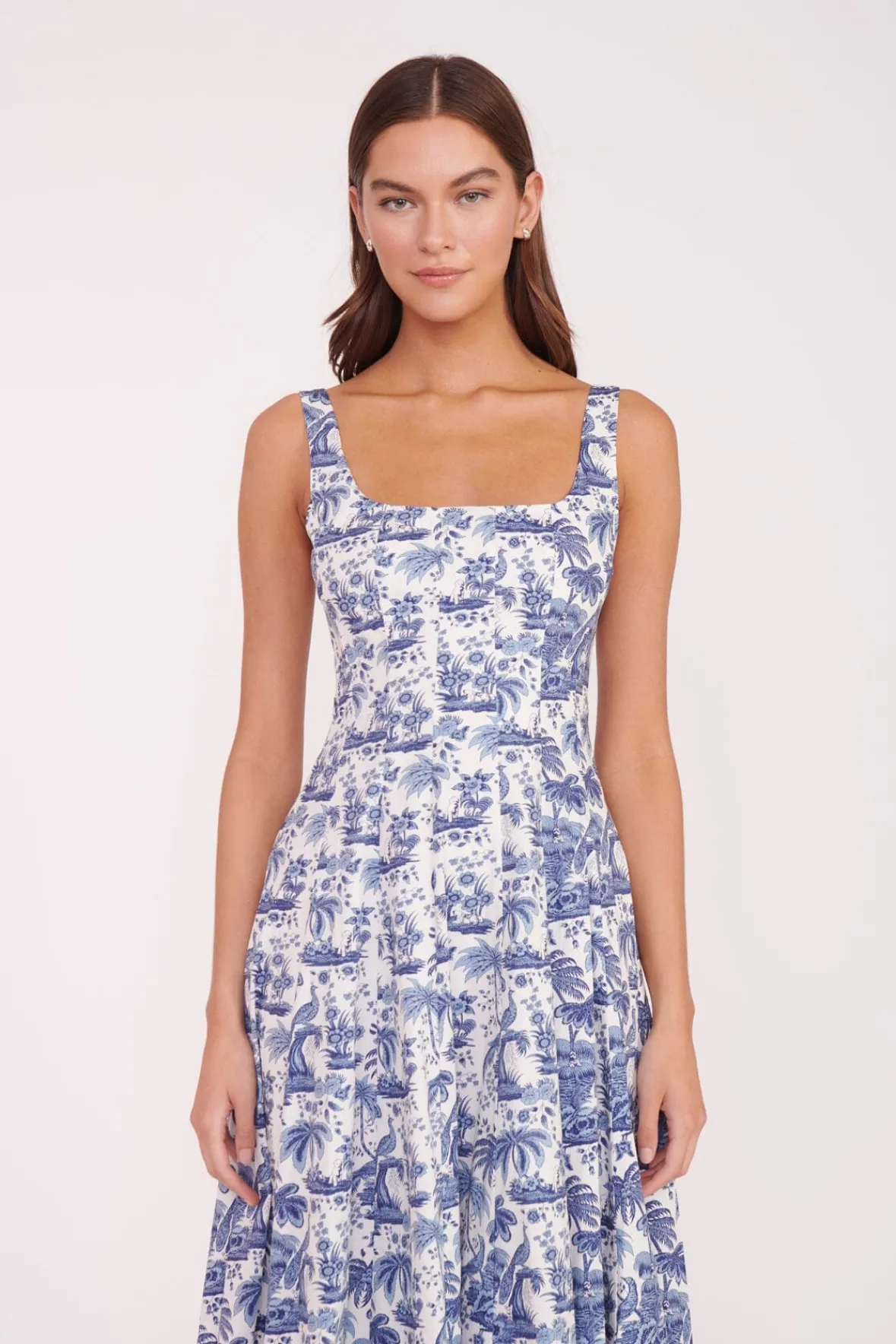 Best Sellers|Poplin Shop<STAUD WELLS DRESS BLUE TOILE CHINABLUETOILE